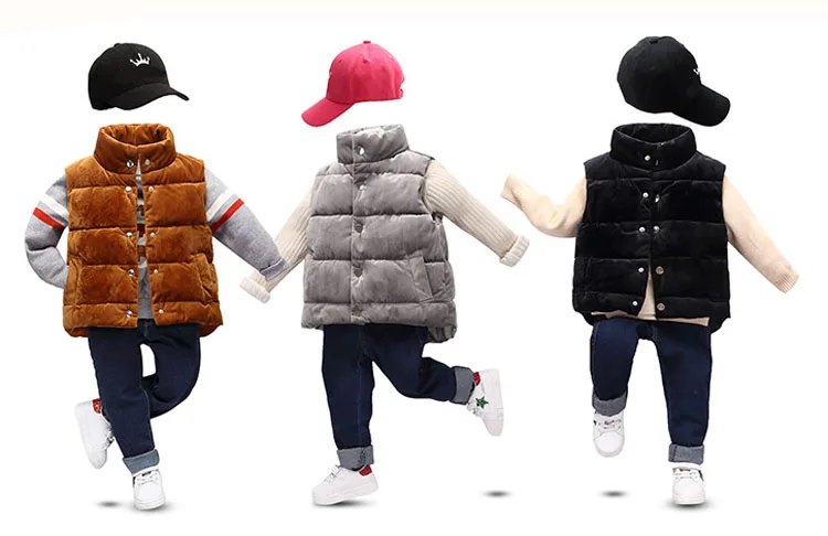 Benemaker/ зимний детский бархатный хлопковый жилет для девочек и мальчиков; теплый жилет; детская ветровка; куртки без рукавов; JH114