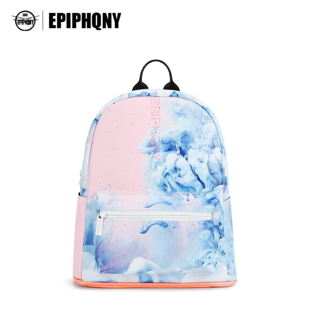 Epiphqny Brand Pink Floral Backpack Women Bling Summer Plant Printing Backpacks for Teenager ...