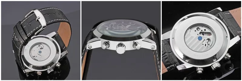 Модные JARAGAR мужские роскошные Брендовые Часы, автоматические механические наручные часы с кожаным ремешком, Подарочная коробка, Relogio relegees