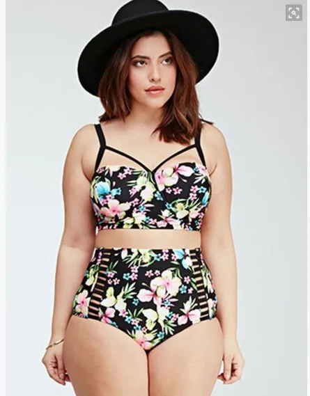 Floral high waisted bustier bikini set Floral high waisted bustier bikini set