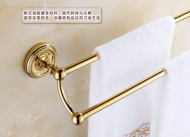 60 см латунь золотой дубль вешалка для полотенец, бар ванной полотенце