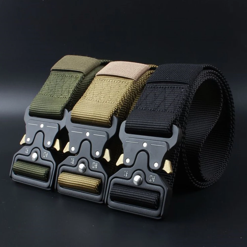 

GUGULUZA Men Training Hunting Heavy Duty Adjustable Tactical Waist Belt Military Nylon Webbing Belt with Metal Buckle