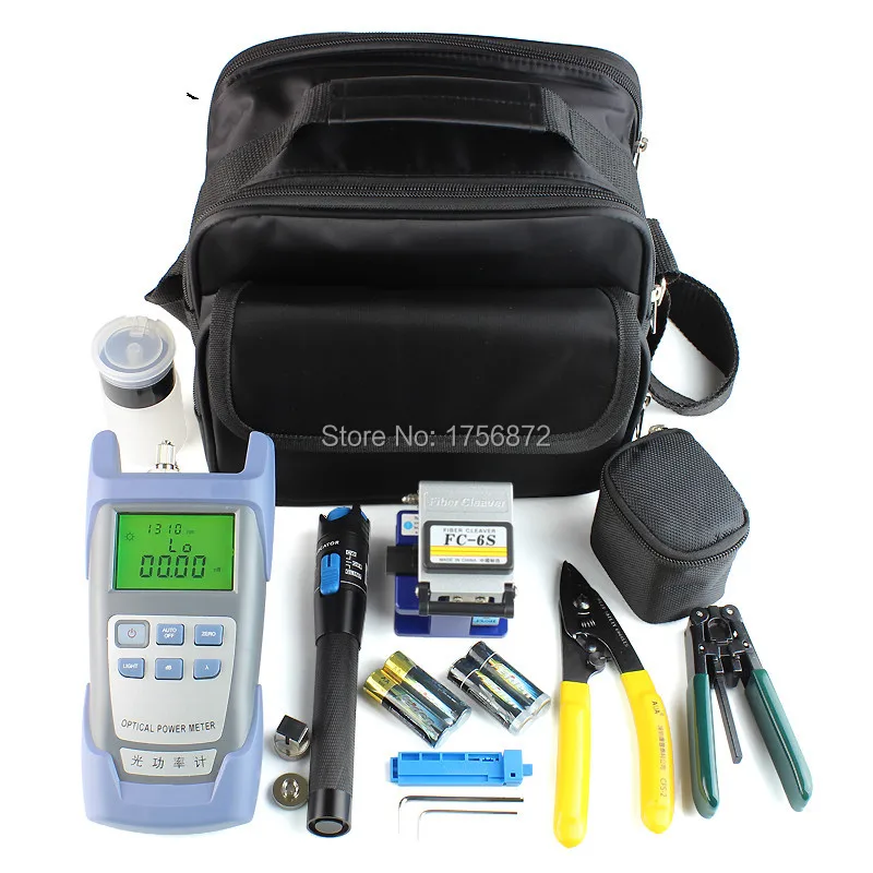 

12pcs/set FTTH Fiber Optic Tool Kit with Fiber Cleaver -70~+10dBm Optical Power Meter Visual Fault Lcator 5km