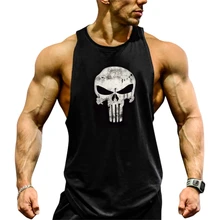 Новинка, майка для бодибилдинга, мужская, с принтом черепа, для фитнеса, тренажерного зала, рубашка, Кроссфит, жилеты, хлопковые майки, топ для мышц, стринги, жилет, Debardeur
