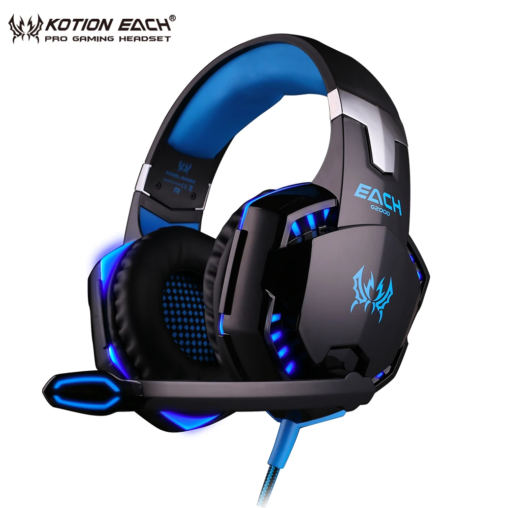 KOTION EACH G2000 LED Light Gaming Headset PC Gaming Headphones with Microphone Stereo 3.5mm Earphone Noise Canceling Headphone