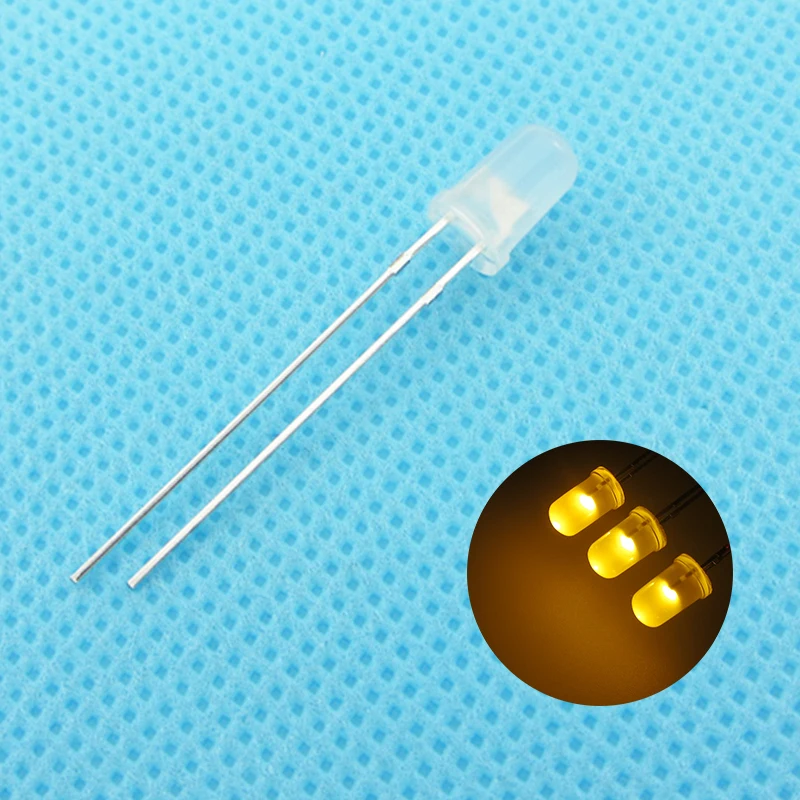 

5mm Yellow LED Round Light Emitting Diode Diffused Foggy Ultra Bright Lamp Bead Plug-in DIY Kit Wide Angle DIP 100 pcs /lot