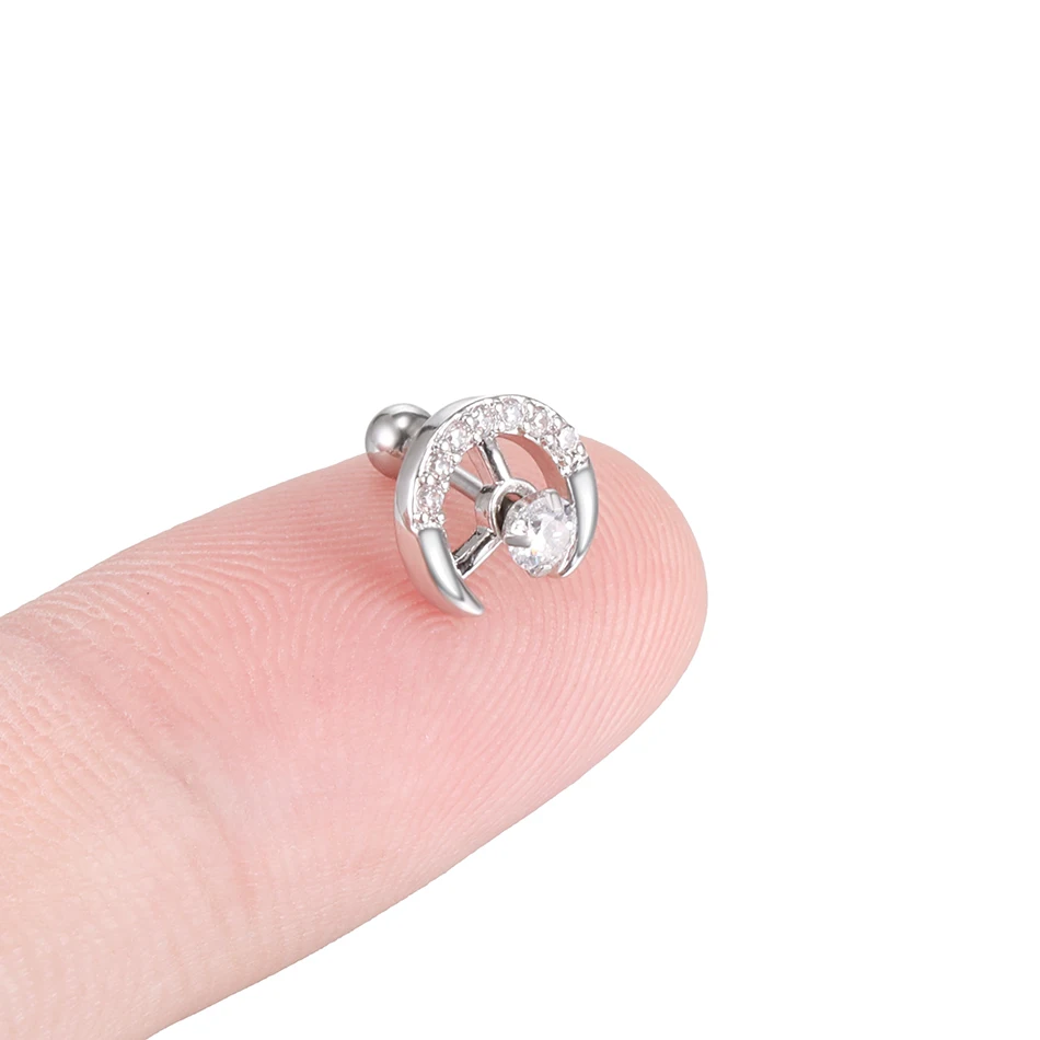 1Pc New Arrival Surgical Steel Tragus Earrings Cartilage Piercing Oreja Ear Stud Helix Moon Heart Earrings Piercing Sexy Jewelry