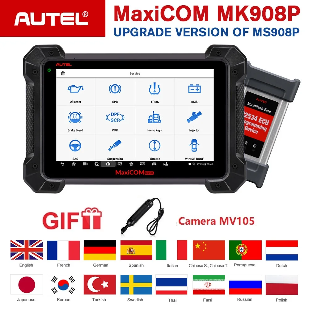 

AUTEL MaxiCOM MK908P OBD2 Auto Diagnostic ECU Programming Tool OBDII Scanner J2534 ECU Programmer PK MaxiSys Pro Elite MS908P