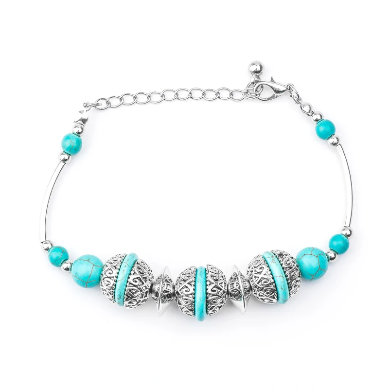 SHUANGR Boho винтажные браслеты с бирюзой для женщин бабочка бусина черепаха ручной браслет с подвеской браслет модные украшения - Окраска металла: L116