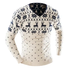 Hot Sale 2017 Autumn Winter Pullover Men Christmas Sweater 0 Neck Casual Pullover Sweaters Deer Pattern New Year Men Sweater