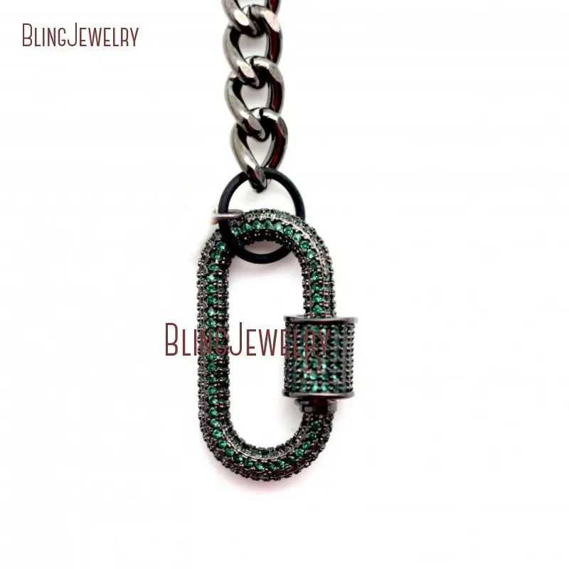 20190404-NM26353-micro pave screw clasp gunmetal plated chain necklace carabiner lock necklace_11