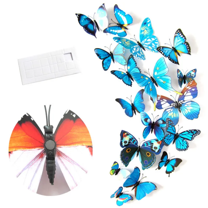 12Pcs PVC 3d Butterfly Wall Decor Wall Stickers for Home Decoration Wedding Living Room Wall Refrigerator Art Decals Drop Ship