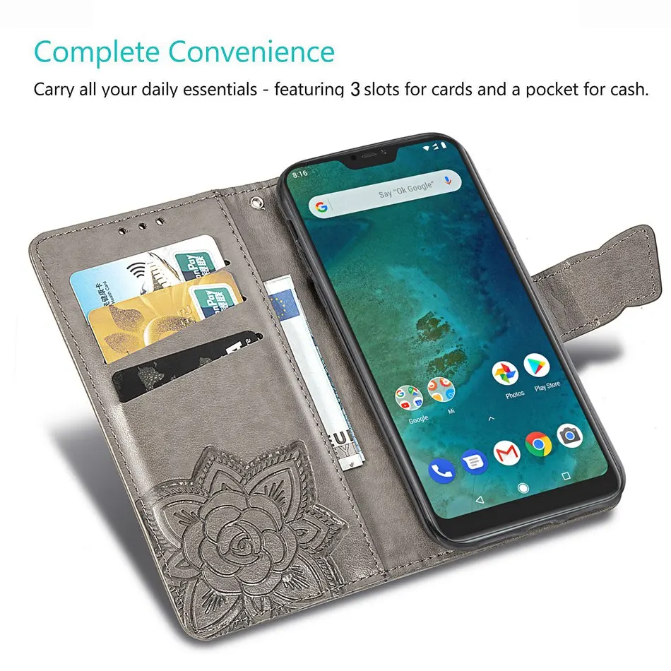 xiaomi leather case cosmos blue Xiaomi Mi A2 Lite Case Flip Wallet Leather Case On For Xiaomi Mi A2 Lite Cover Butterfly Mmbossing Phone Cases For Mi A2 Lite xiaomi leather case color