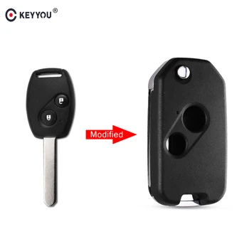 

KEYYOU 10X 2 Buttons Folding Flip Remote Key Shell Cover For Honda Accord CRV Odyssey For Honda Uncut Blade Auto Key Fob Case