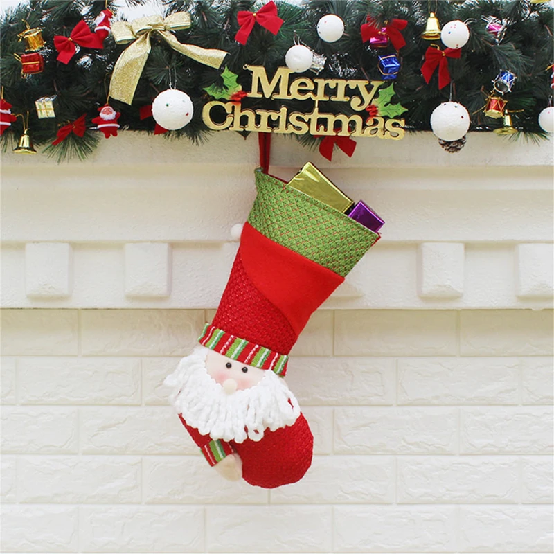 

Christmas Party Door Home Window Decoration Gift Bag Stocking Kids Gifts Sock Hanging Christmas Tree Ornaments Candy Bag P20