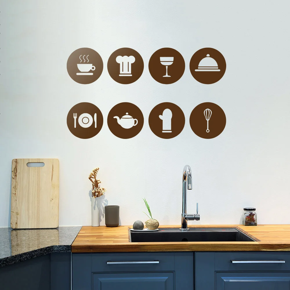 Tableware Pattern Wall Stickers DIY Kitchen Art Wall Decals Stickers