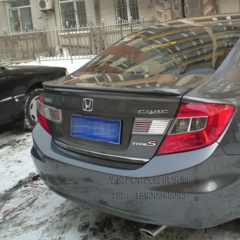 

MONTFORD Car Styling For Honda Civic 2012 2013 ABS Plastic Unpainted Primer Color Rear Boot Trunk Wing Lip Spoiler Auto Part