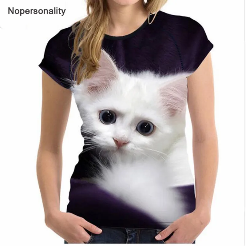 Nopersonality милый кот 3D футболки для женщин Топ 2019 летняя юбка из эластичного
