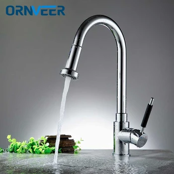 

Kitchen Faucets Single Handle Pull Out Kitchen Tap Single Hole Handle 360 Rotate Crane Chrome Swivel Sink Mixer Tap
