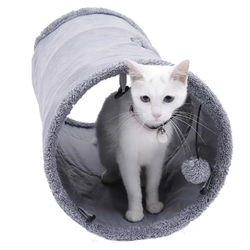 

New Gray Light Cats Tunnel Pet Foldable Toys Washed Paw Paper Tube With Sliding Hole Removable Ball Kitten favorite pet toys
