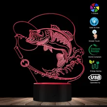 Рыболовная светодиодная табличка с подсветкой, рыболовная большая рыба, 3D светодиодный настольный светильник, светильник для рыбалки, спальни, Декор, Ночной светильник, подарок для любителей рыбалки