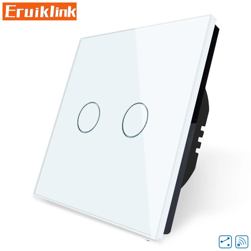 EU/UK Standard Touch Switch 1/2/3 Gang 2 Way Crystal Glass Panel 220V Single Fireline RF433 Remote Control Wall Light | Обустройство