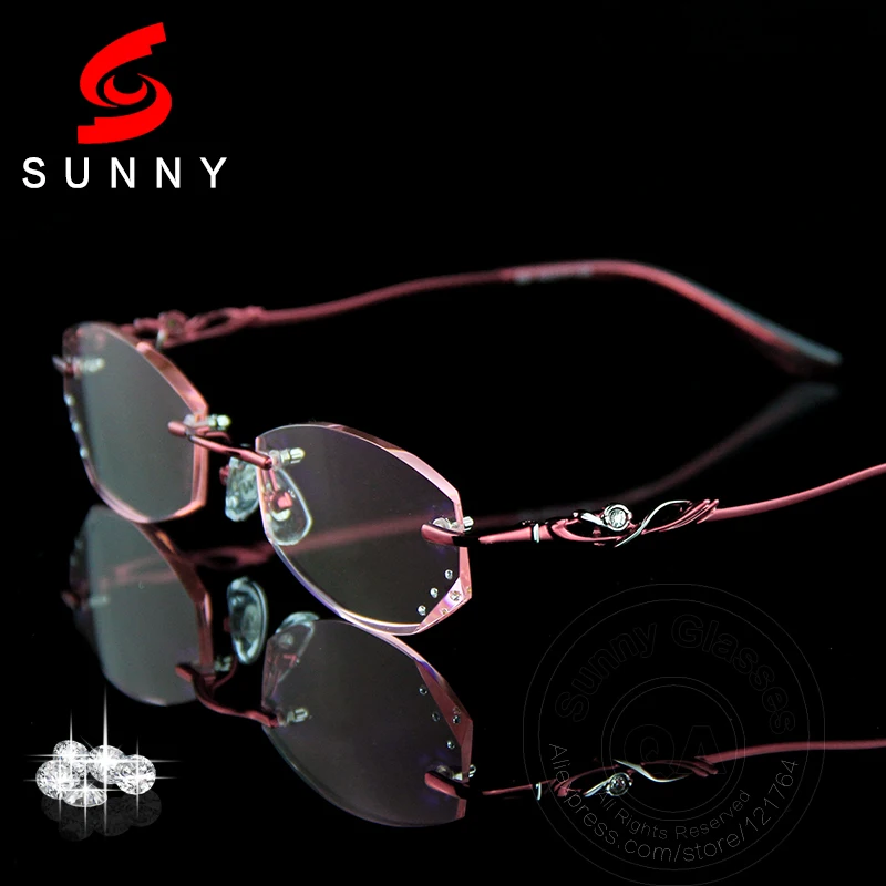 Crystal Reading Glasses Woman Rimless Eyeglasses Female Rhinestone Eyewear Anti Reflective Lens High Clear Hyperopia Glasses