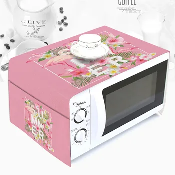 

1Pcs Kawaii Flamingo Bird Creative Microwave Oven Dust Cover Cotton Linen Proof Dual-purpose Kitchen Storage Bags Pouch 35*95cm