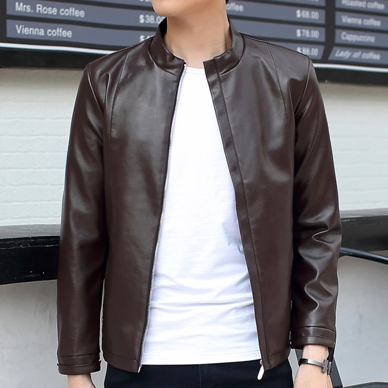 The new men's leather jacket coat short youth PU Imitation Leather