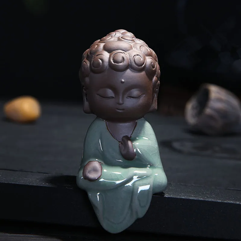 Креативные маленькие статуи Будды буддистские татагаты милые пески Будды керамические чайные аксессуары для домашних животных украшения Будды бутик - Цвет: 1 pcs