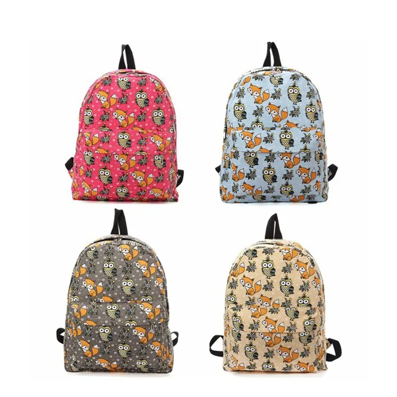 Mara's Dream, женские рюкзаки, холщовые, большая вместительность, для путешествий, с принтом лисы и совы, школьные сумки для подростков, девочек, сумка через плечо