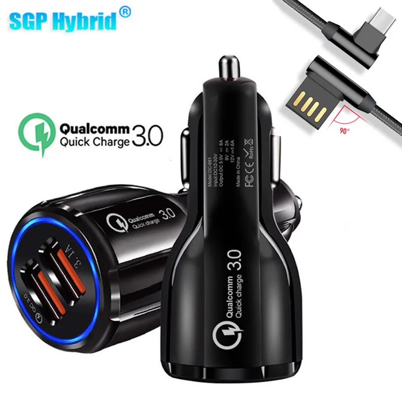 5 فولت 3.1A QC3.0 السريع المزدوج usb شاحن سيارة كابل اتهام كابل ل سامسونج xiaomi الروبوت الهاتف تهمة سريع تهمة محول