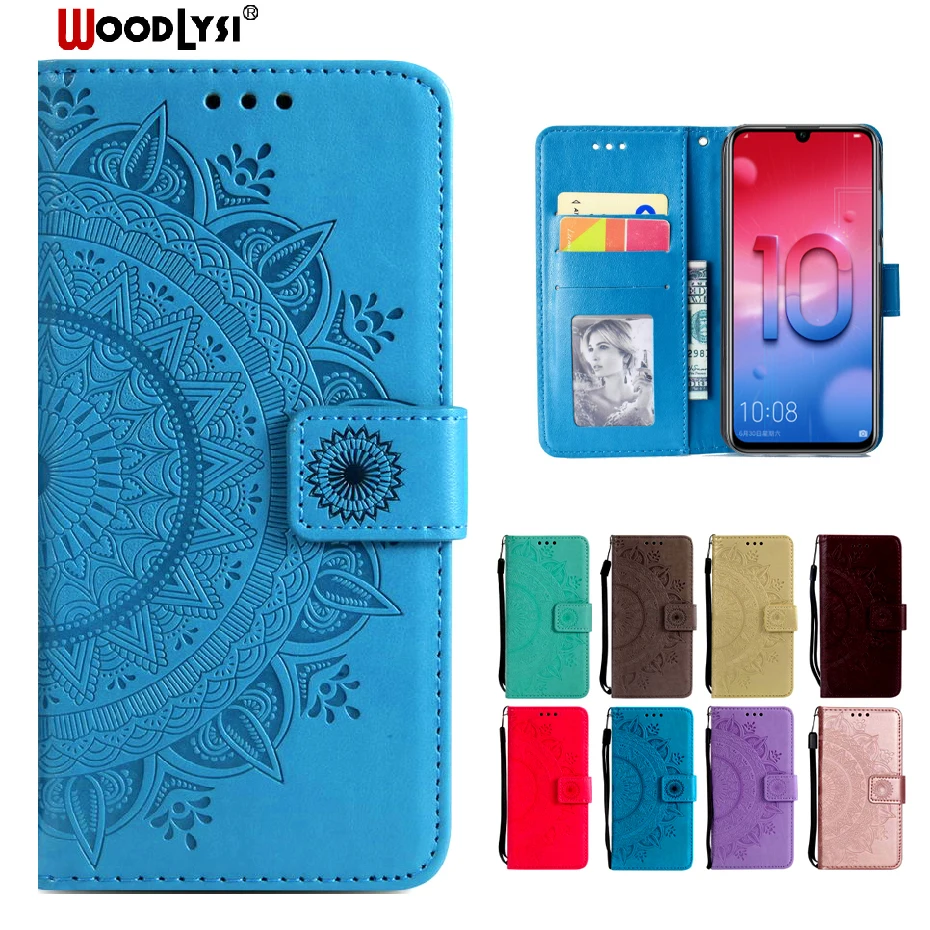 

Leather Case For Funda Huawei Honor 10 Lite Case For coque Huawei Honor 10 Lite 3D Relief Mandala Flip wallet Phone Bag