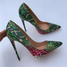 Новая мода зеленый Питон змея Poined пальцы стилет каблук обувь на высоком каблуке туфли-лодочки туфли на высоком каблуке модельные туфли