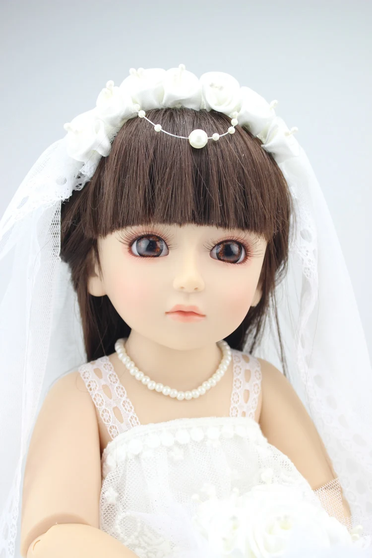 

Full Vinyl Handmade BJD Doll 18 inch /45cm Reborn Babies Wedding Accessories Fashion Doll Reborn Lovely Bride As New Year Gift