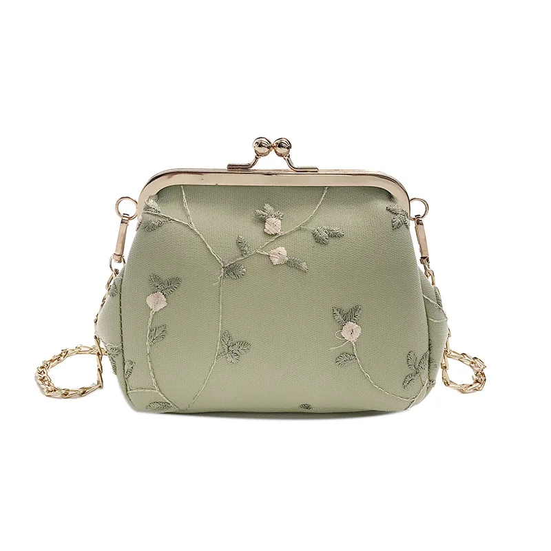 Маленькая сумочка, изысканная ручная вышивка, кружевная сумка на плечо для женщин, корейский стиль, сумка-мессенджер, женские сумки, Bolsa ZD1060 - Цвет: Green