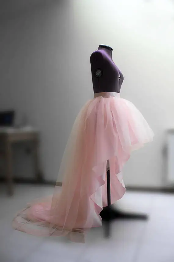 Высокая Низкая Румяна розовая Свадебная фатиновая юбка Модная высокая Талия Женская длинная юбка персонализированное асимметричное платье для выпускного на молнии стиль