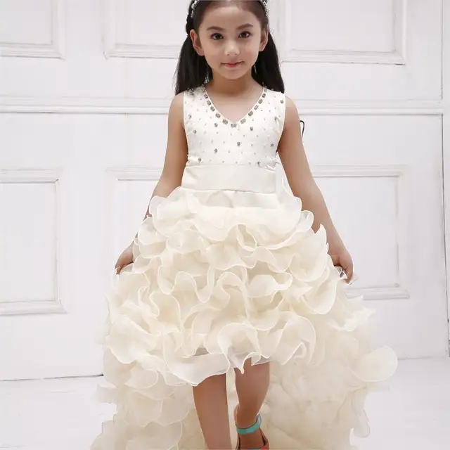 formel champagne court avant long dos fleur fille robe pour mariage