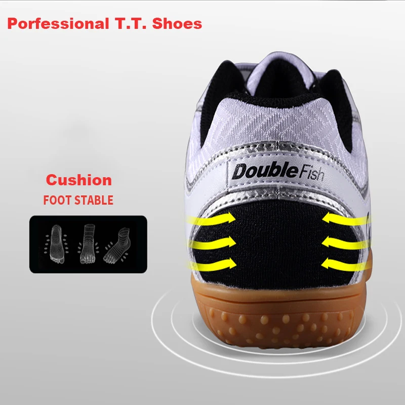 Double Fish High Bounce Cushioning Men Women Non-slip Breathable Table Tennis Badminton Shoes Outdoor Sports Training Sneaker Double Fish High Bounce Cushioning Men Women Non-slip Breathable Table Tennis Badminton Shoes Outdoor Sports Training Sneaker