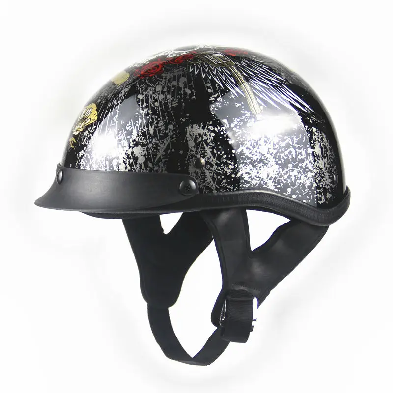 Motorcycle Half Helmet Retro Pilot German Chopper Prince Motorcycle Helmet for Cruiser DOT Certification Helmet Half Face with Gift Glasses,black,L59~60cm