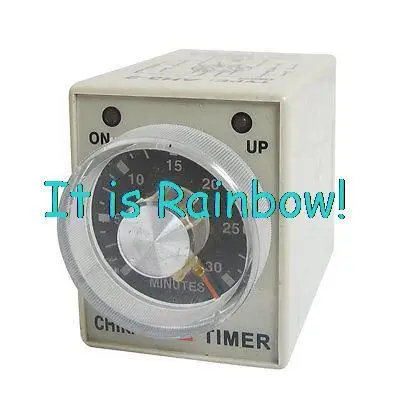 

Free Shipping AC 220V 0-30 Min 30 Minutes Delay Timer Timing Relay AH3-2 w 8 Pin