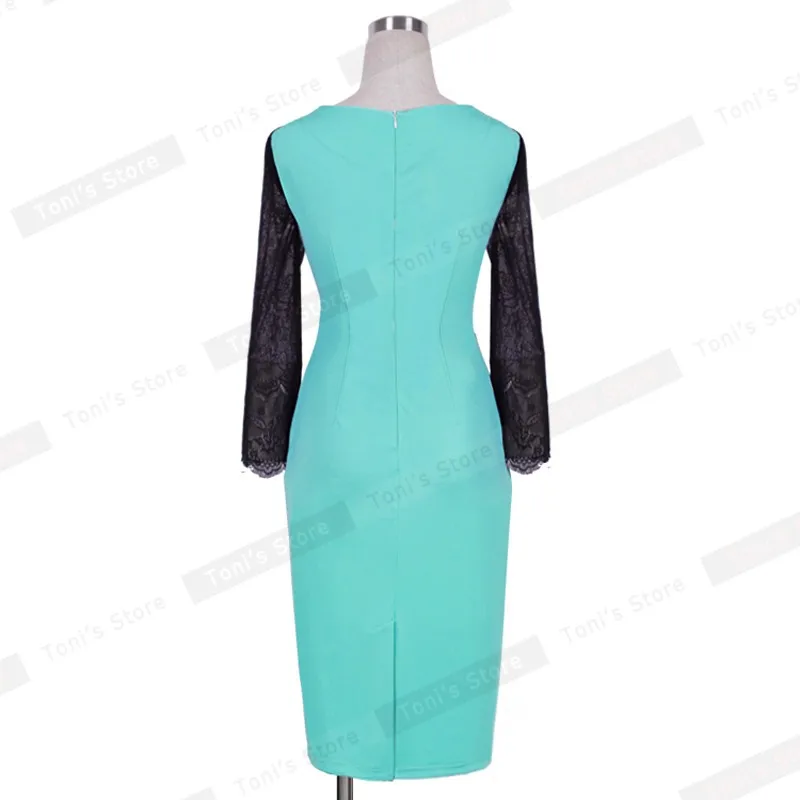 Элегантное женское платье-карандаш с цветочным кружевом, рукав 3/4, винтажное, квадратное, для работы, bty797
