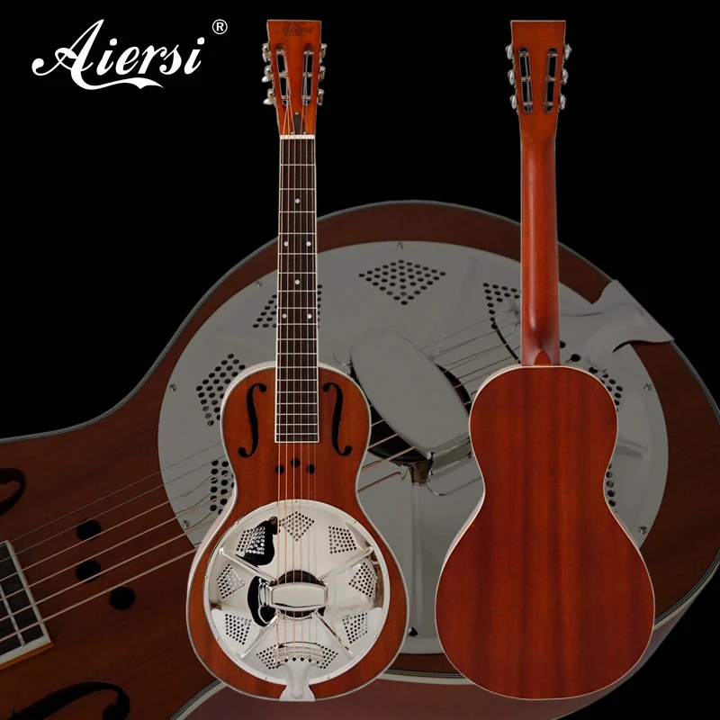 Mahogany Parlour Resonator Guitar Free Plywood Case Guitar Straps