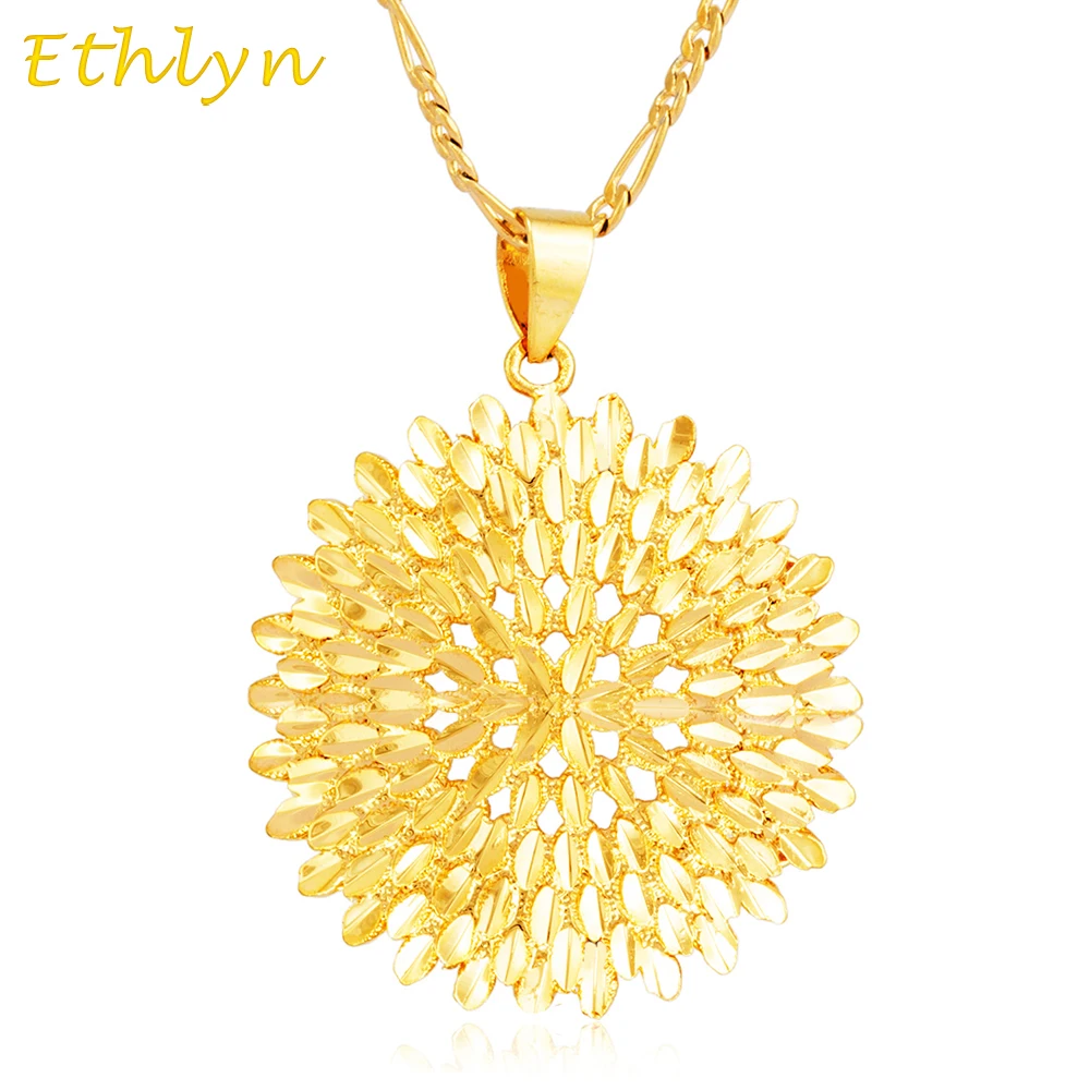 Ethlyn hollow Ethiopian Gold Color Necklaces&pendants Classic Slide
