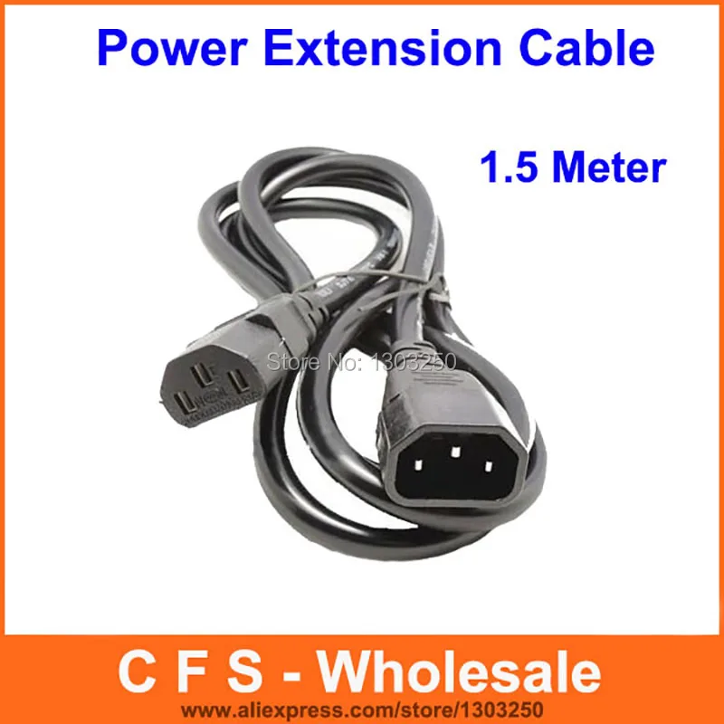 Male To Female Power Cord Extension Cable 1.5M 4.9FT 1.5 Meter IEC 320