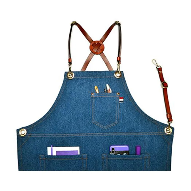 Denim Apron Leather Strap K44-7