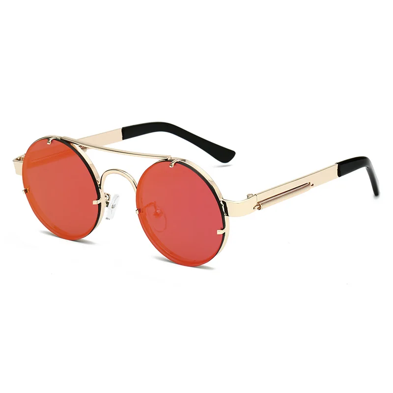 Joubas, круглые стимпанк Солнцезащитные очки для женщин/мужчин,, светоотражающие зеркальные солнцезащитные очки, весенние металлические очки, Ретро стиль, винтажные вечерние очки, 34 - Цвет линз: C5