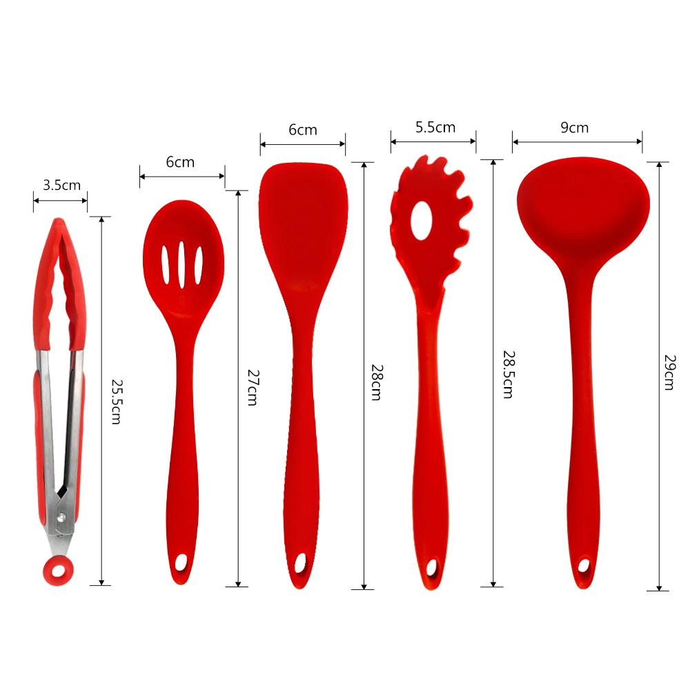 5pcs 10pcs Cooking Tools Silicone Kitchen Utensils Spatula Spoon Tongs Ladle Spaghetti Server Slotted Turner Kitchen Tools Set 5pcs 10pcs Cooking Tools Silicone Kitchen Utensils Spatula Spoon Tongs Ladle Spaghetti Server Slotted Turner Kitchen Tools Set