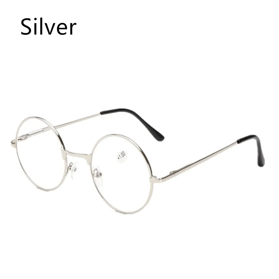 Круглые металлические рамки для чтения, очки для чтения для мужчин и женщин, ретро очки Гарри Поттера, регулируемые удобные очки для дальнозоркости, очки - Цвет оправы: Silver