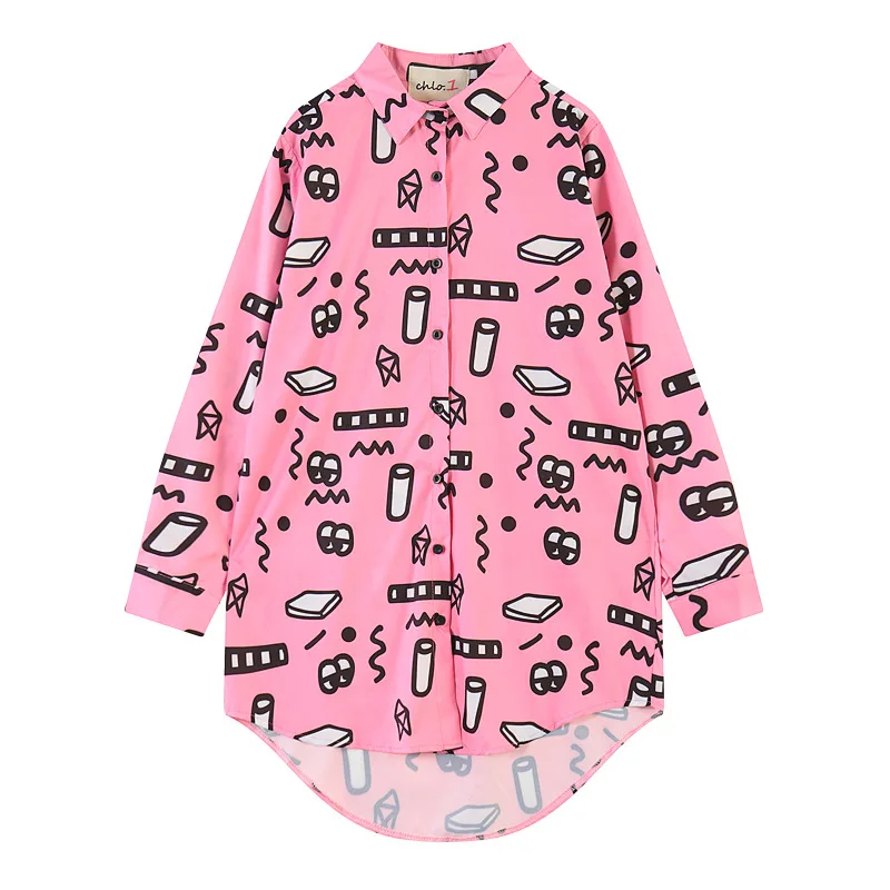 Blusa New Arrival Cotton Rayon Long Streetwear Full Vadim Zanzea 2019 Street Digital Printing Long-sleeved Shirt Female |